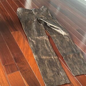 Saks leather snake skin  Metallic Gold Pants